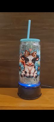 12oz acrylic glitter tumbler cute cows