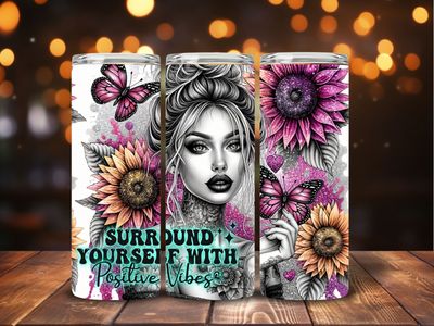 Surround yourself with positive vibes. 600ml Tumbler