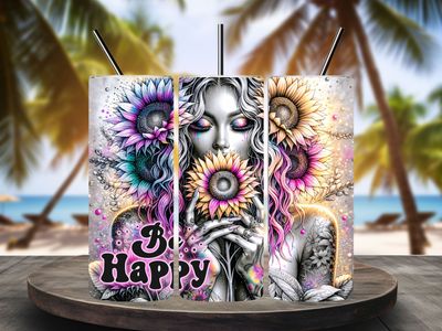 Be happy. 600ml Tumbler