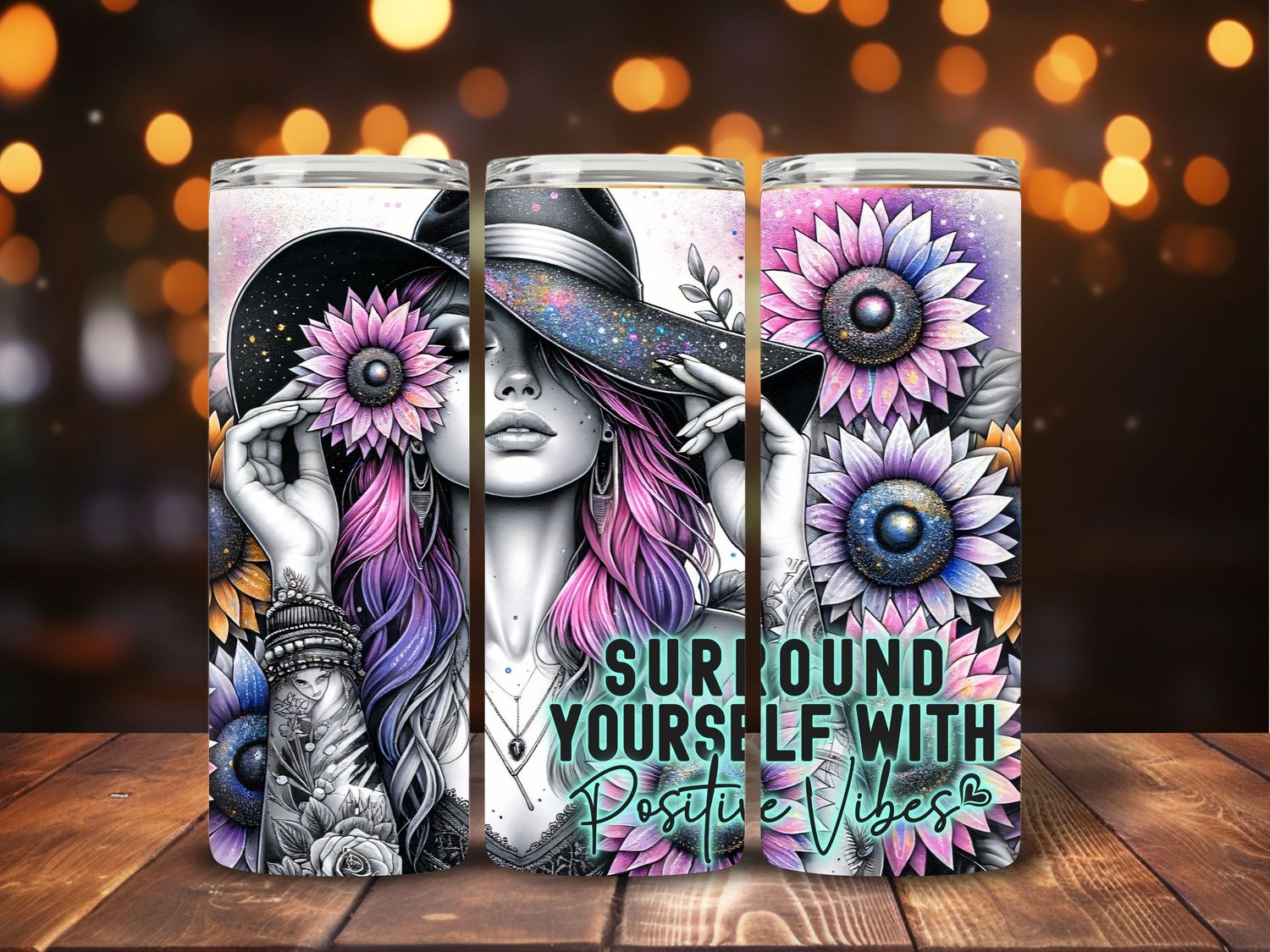 Surround yourself with positive vibes. 600ml Tumbler