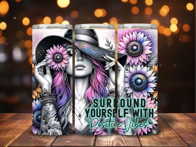 Surround yourself with positive vibes. 600ml Tumbler