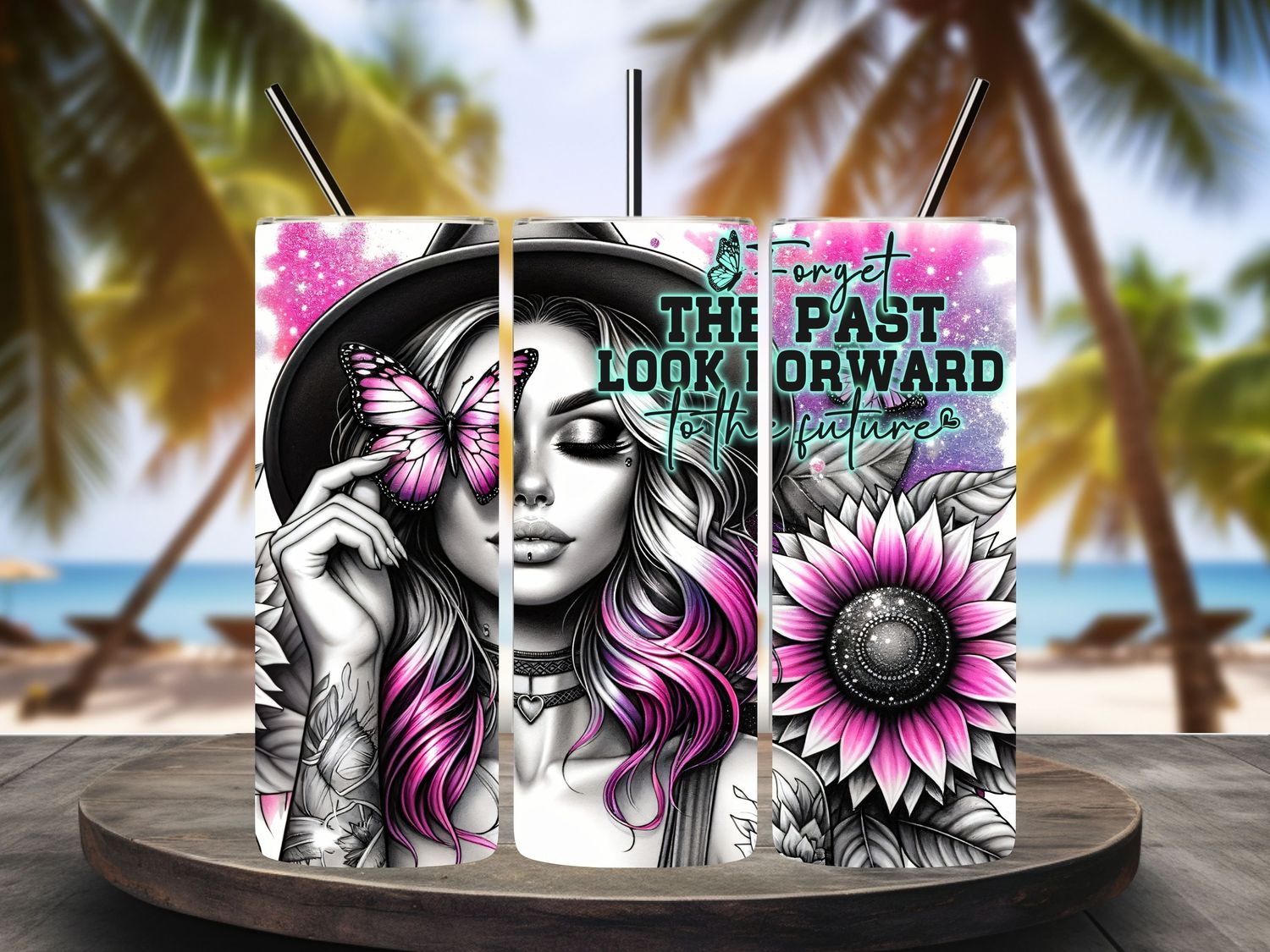 Forget the past, look towards the future. 600ml Tumbler