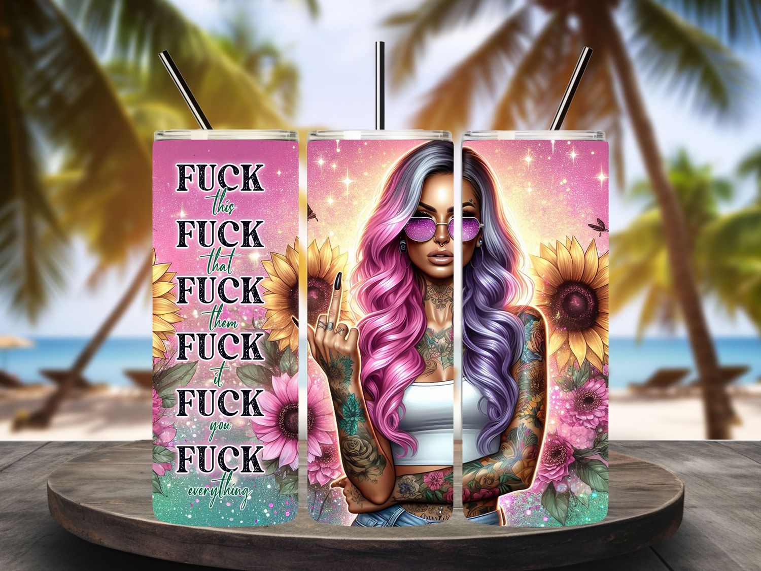 F### this, pink. 600ml Tumbler