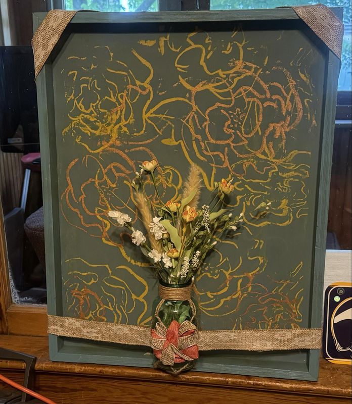 Painted Flowers with vase of flowers