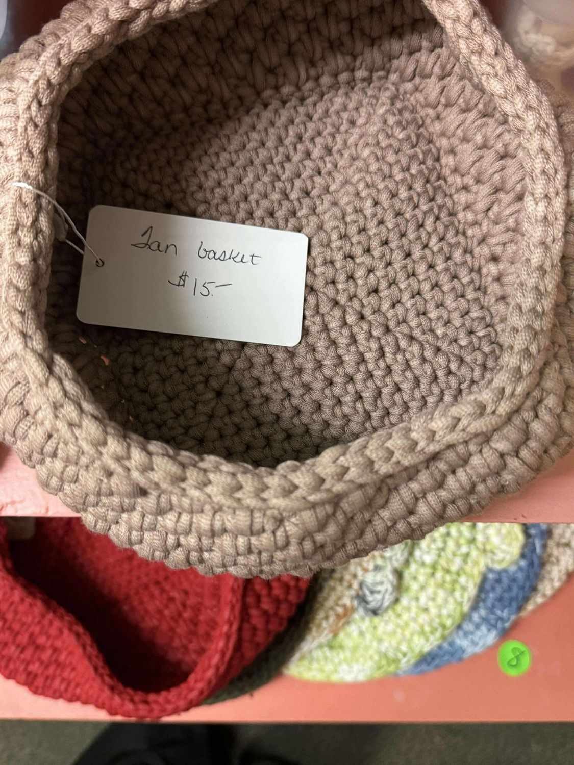Tan Crocheted Basket