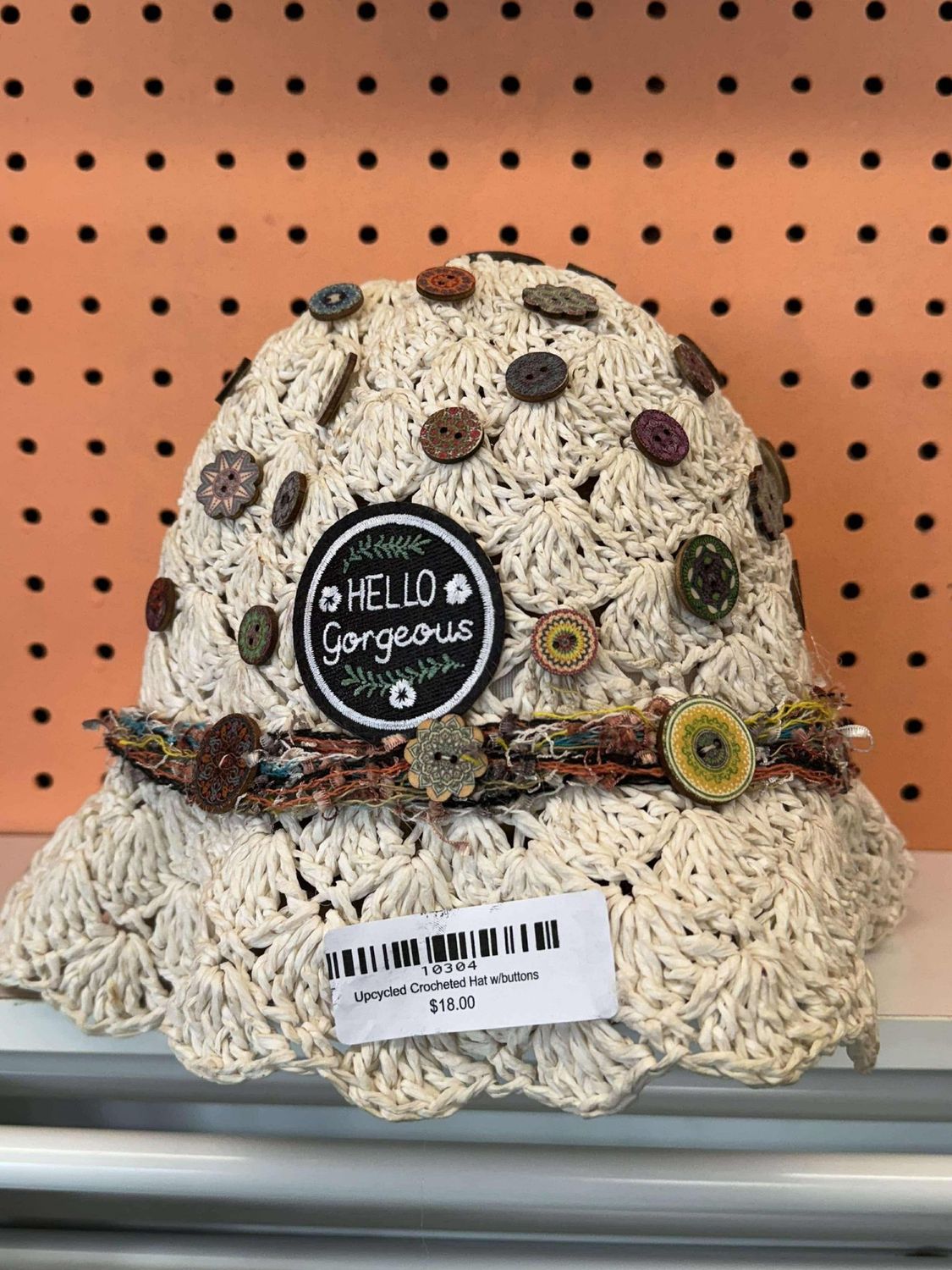 Upcycled Crocheted Hat w/buttons