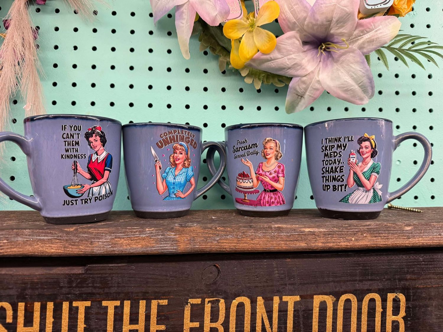 SS Set of 4 Stenciled Coffee Cups