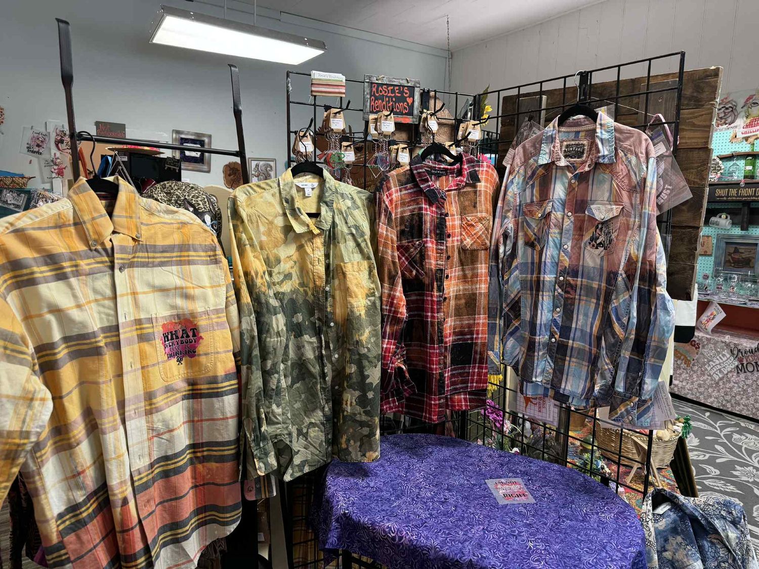 SS Bleached Flannel w/ 1 lg &amp; 1 sm transfer