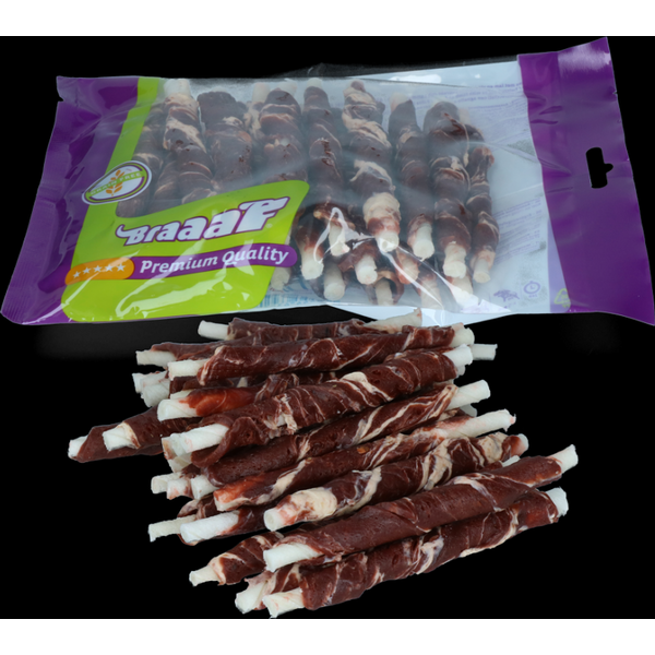 Braaaf Rawhide Roll Sticks Rund & Vis - 25 st.