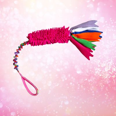 Hondenspeeltje met gekleurd microfiber bijtvlak, de Agilitoy Crazy Squidsy