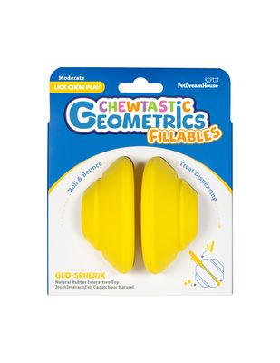 Kauwspeeltje, te vullen met lekkers Chewtastic Geometrics Fillables, Bal Geel