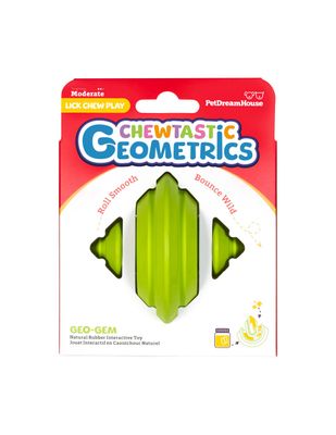 Kauwspeeltje te vullen met lekkers, de Chewtastic Geometrics Natural Rubber - Groen