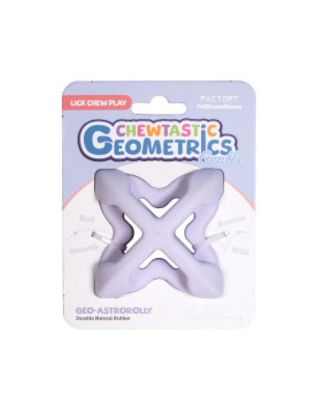 Kauwspeeltje te vullen met lekkers, de Chewtastic Geometrics Gentle Natural Rubber Soft - Paars