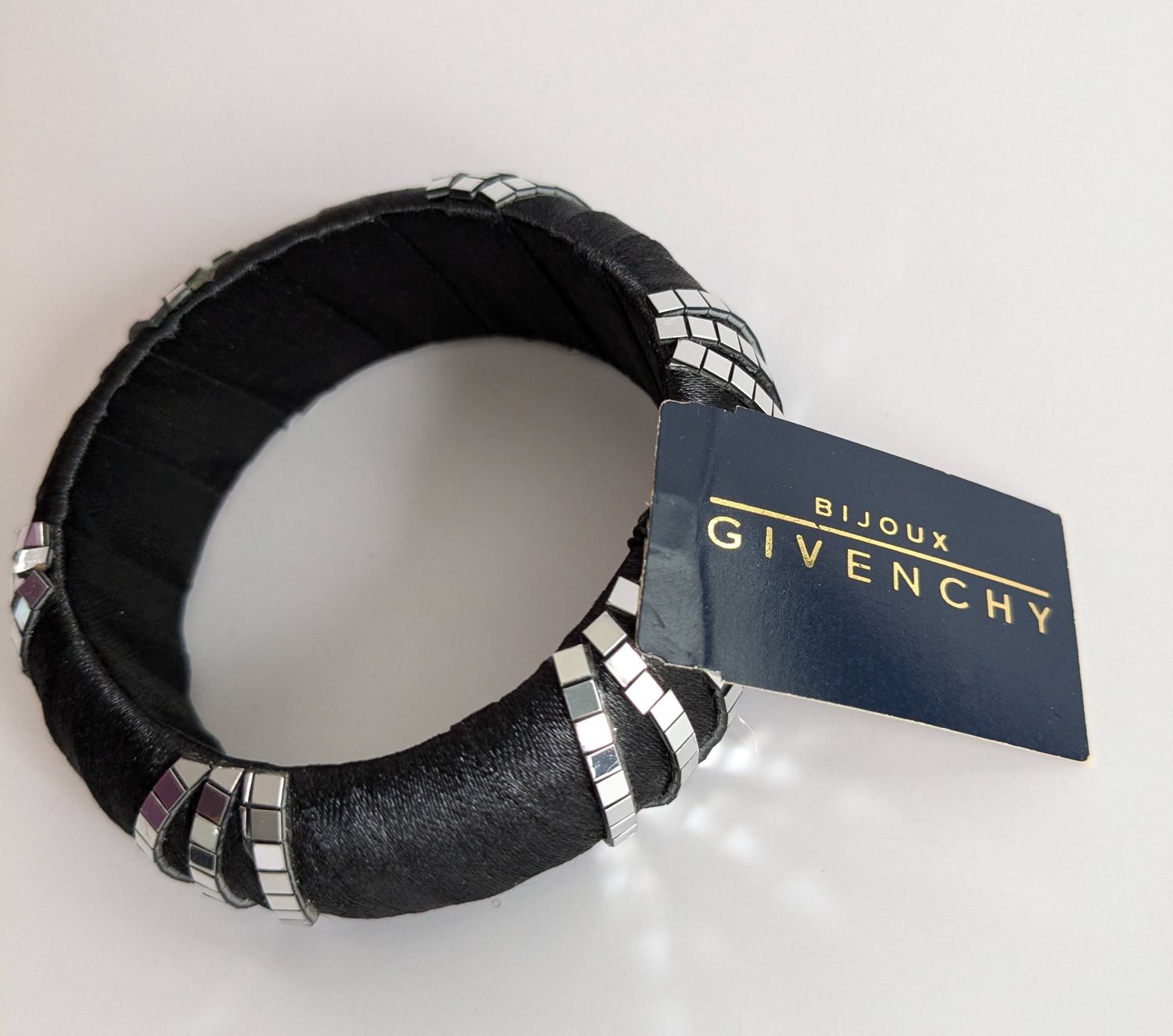 GIVENCHY Black Satin Wrapped Bangle Bracelet Deadstock