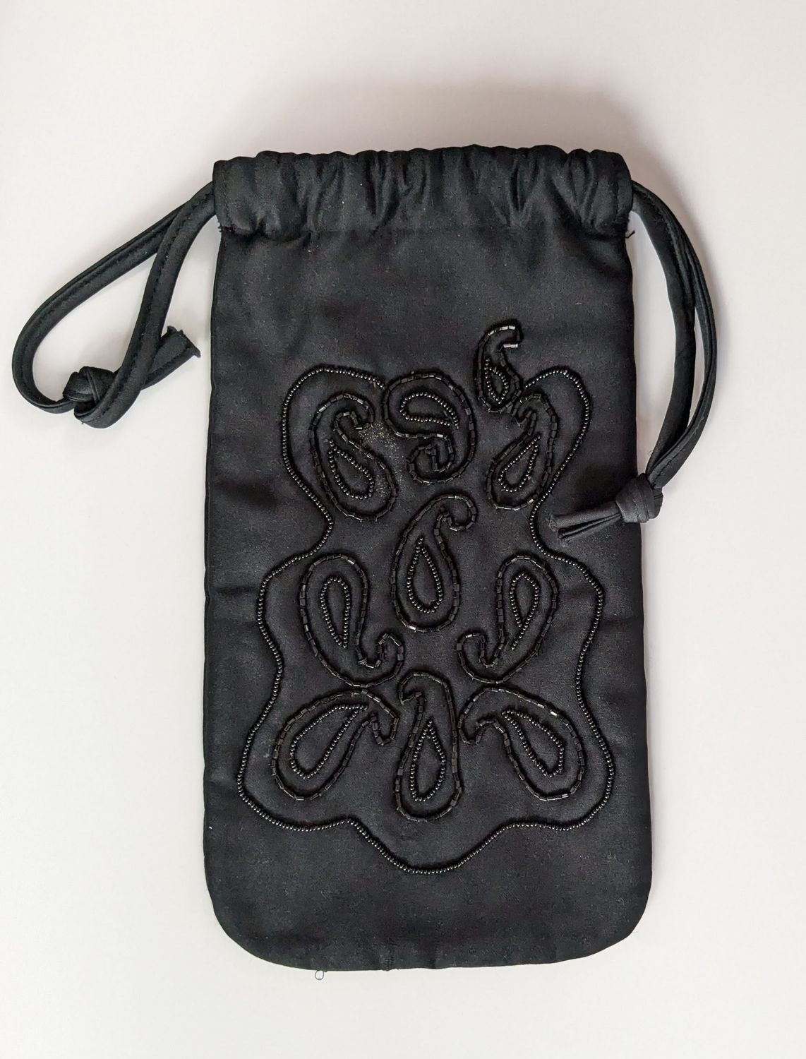 CHRISTIAN DIOR Black Embroidered Drawstring Pouch