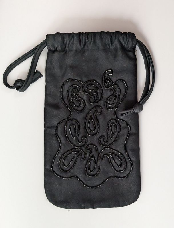 CHRISTIAN DIOR Black Embroidered Drawstring Pouch