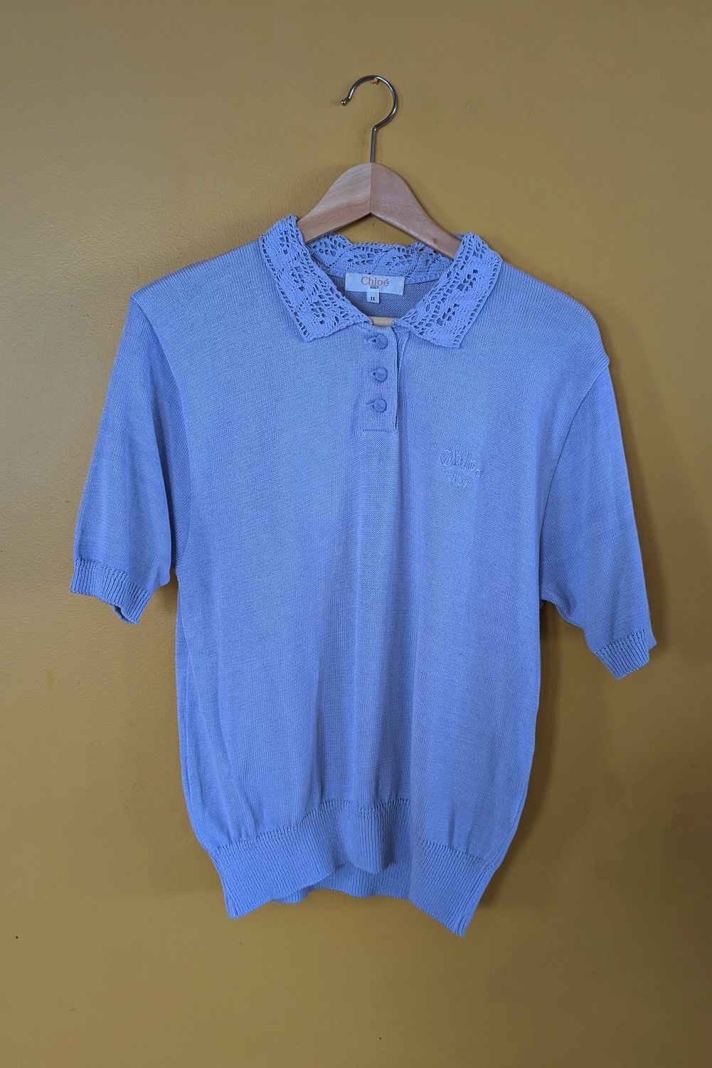 CHLOE 1980s Short Sleeve Lavender Golf Sweater Size S/M