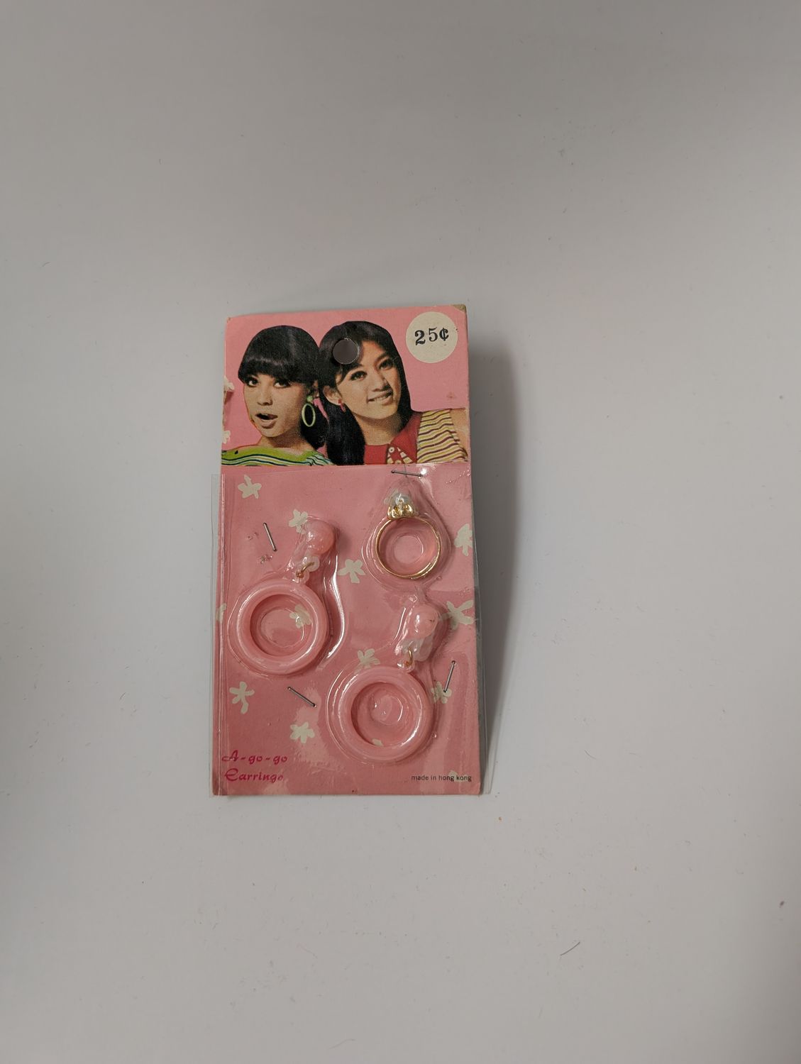 UNBRANDED Deadstock Authentic 60&#39;s Toy Earring/Ring Set- Baby Pink