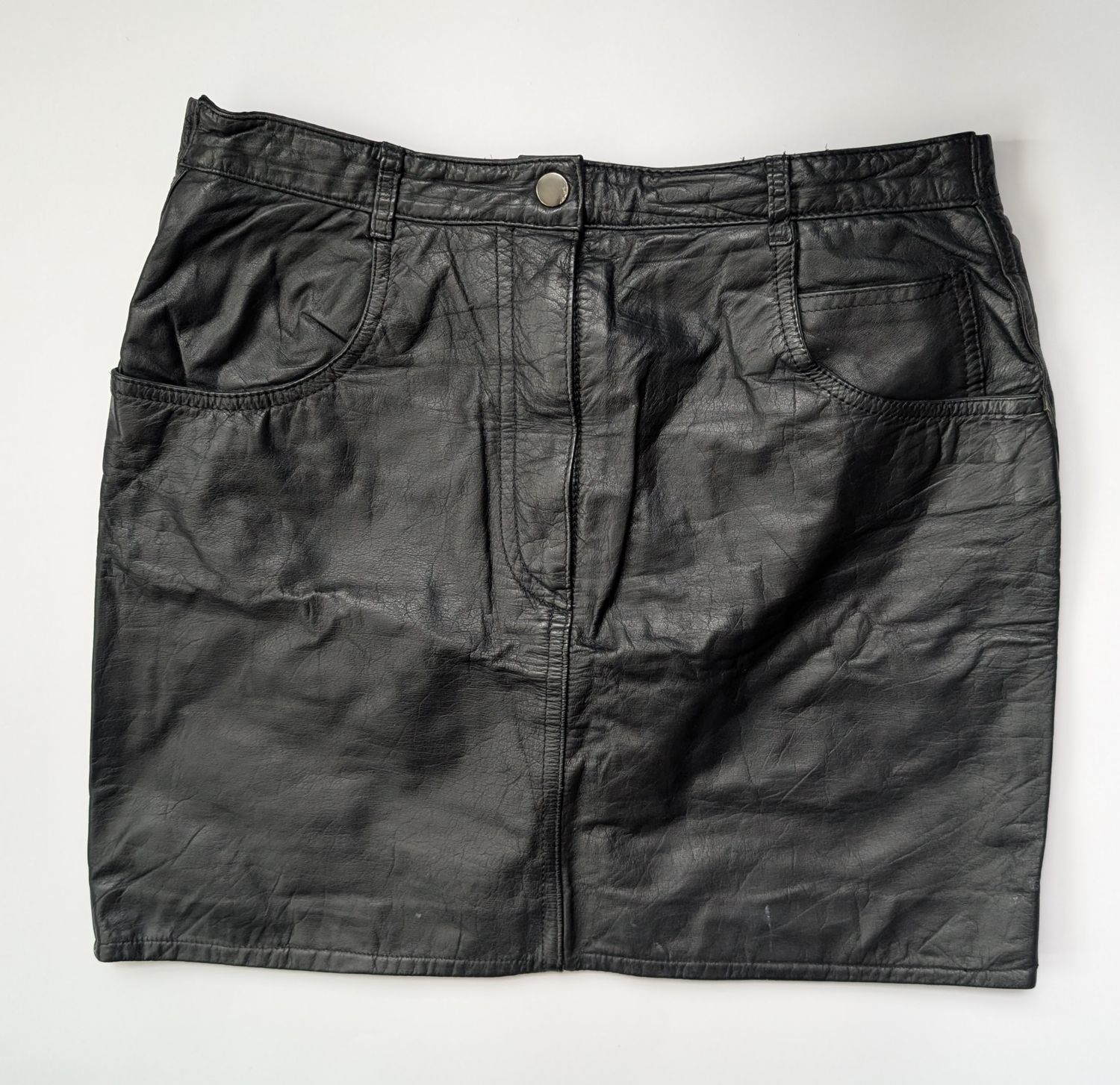 PIA RUCCI 80&#39;s Black Leather Mini Skirt M