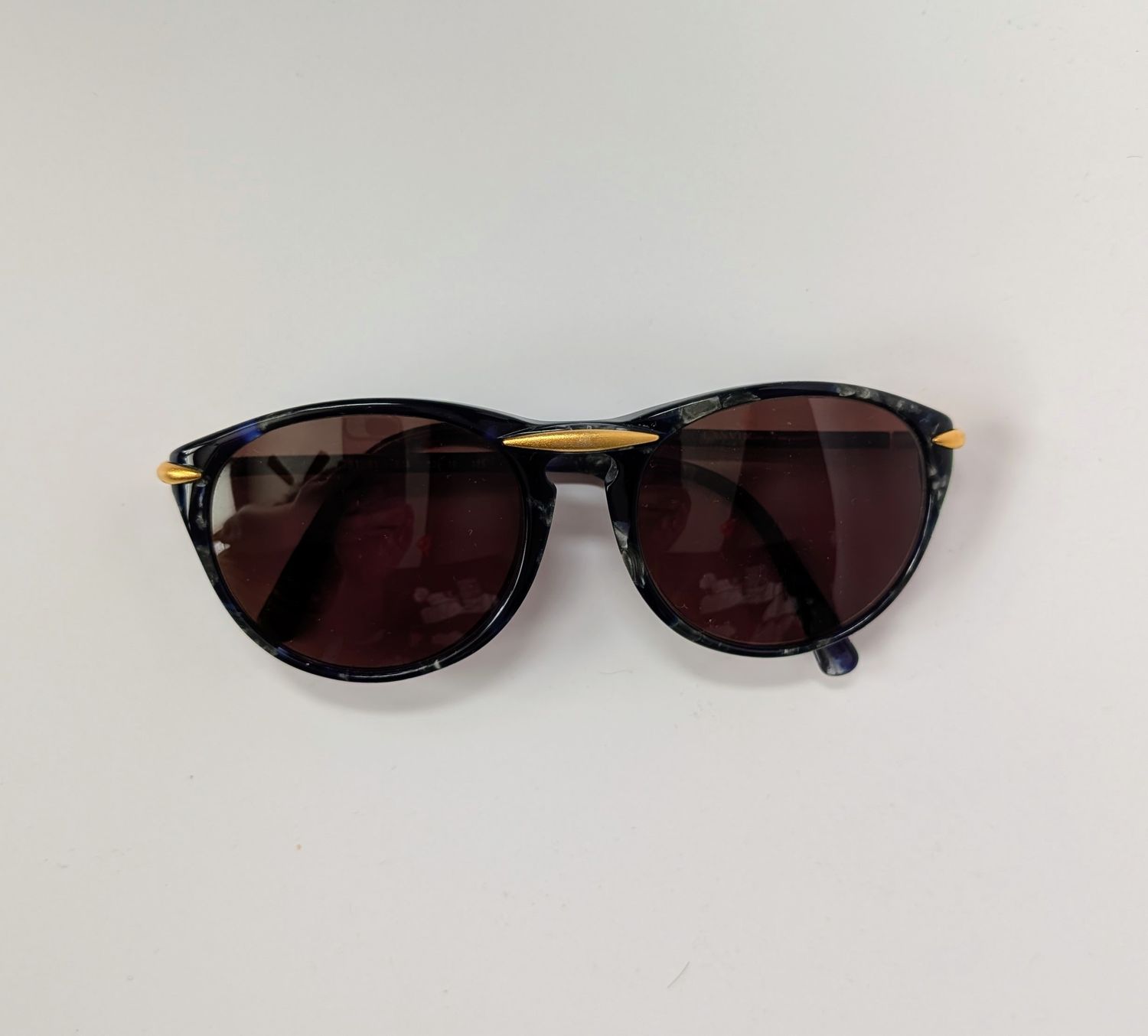 LANVIN Vintage Lapis Marble/Gold Sunglasses