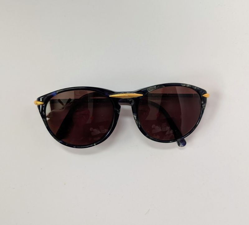 LANVIN Vintage Lapis Marble/Gold Sunglasses