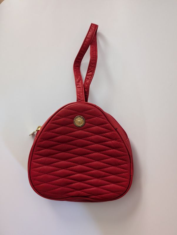 BALMAIN 1980s Red Quilted Leather Small Purse