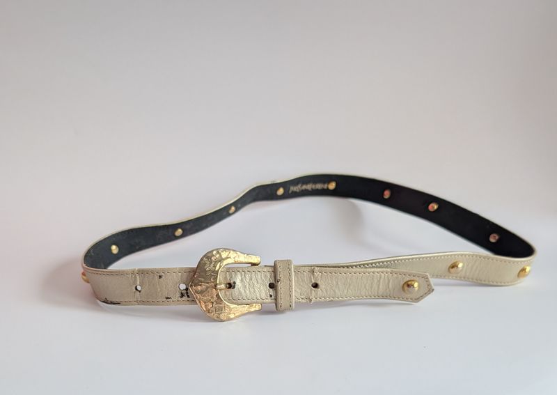 YSL 1990&#39;s Light Metallic Gold Belt