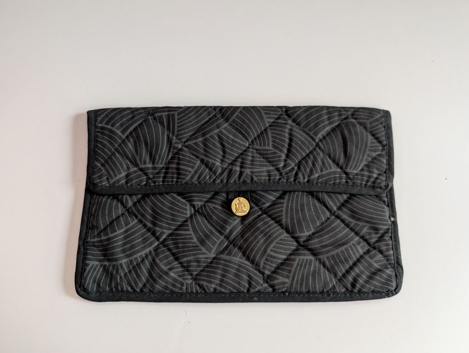 LANVIN 1980&#39;s  Black/Grey Quilted Cloth Bag