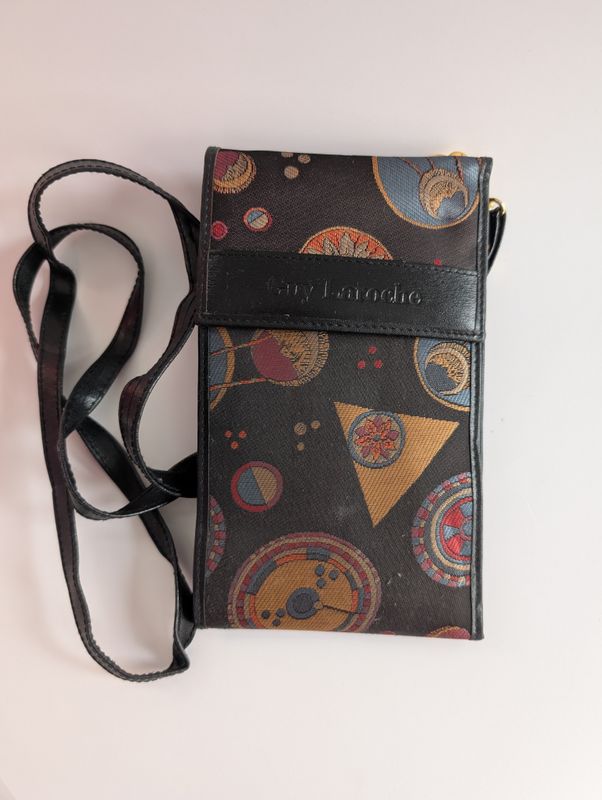 GUY LAROCHE 1990&#39;s  Dark Brown Printed Travel Wallet Bag