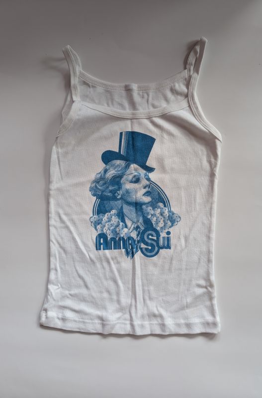 ANNA SUI Early/Mid 2000&#39;s  Sample White Tank Top Size S