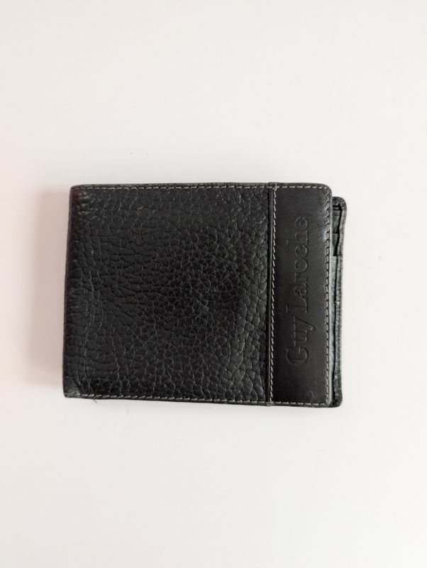 GUY LAROCHE 1990&#39;s  Dark Grey Leather Bifold Wallet