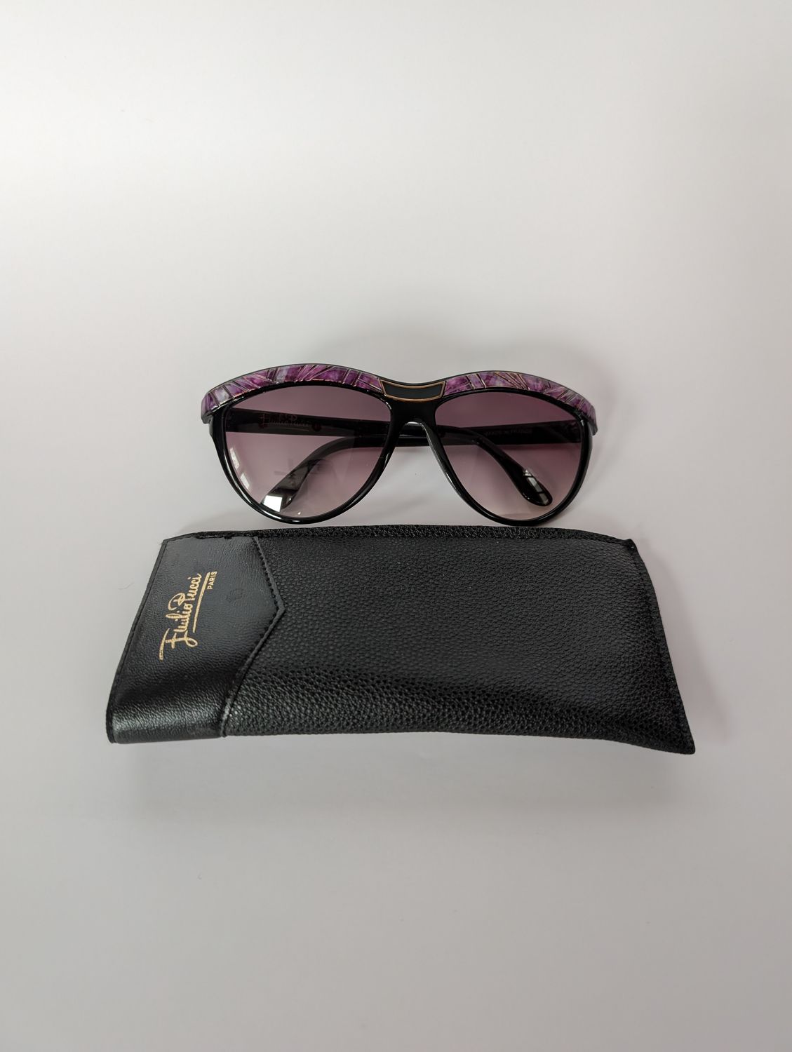 EMILIO PUCCI 1980&#39;s Purple Marble/Black Sunglasses