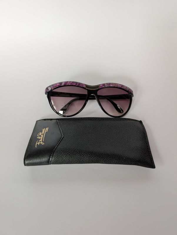 EMILIO PUCCI 1980&#39;s Purple Marble/Black Sunglasses