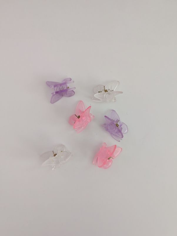 UNBRANDED Late 1990&#39;s Deadstock Tiny Frosted Butterfly Clips Set