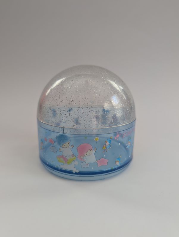 SANRIO Little Twin Stars 1980s Blue Glittery Dome Container