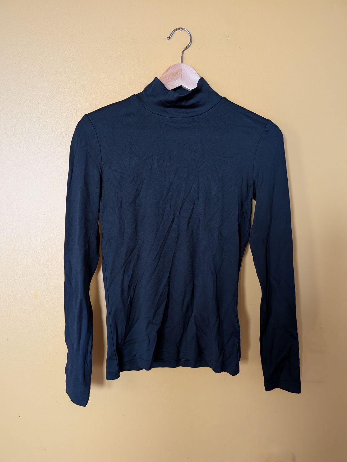 VERSUS 1990&#39;s Black Viscose Jersey Mock Neck Long Sleeve Top US 8