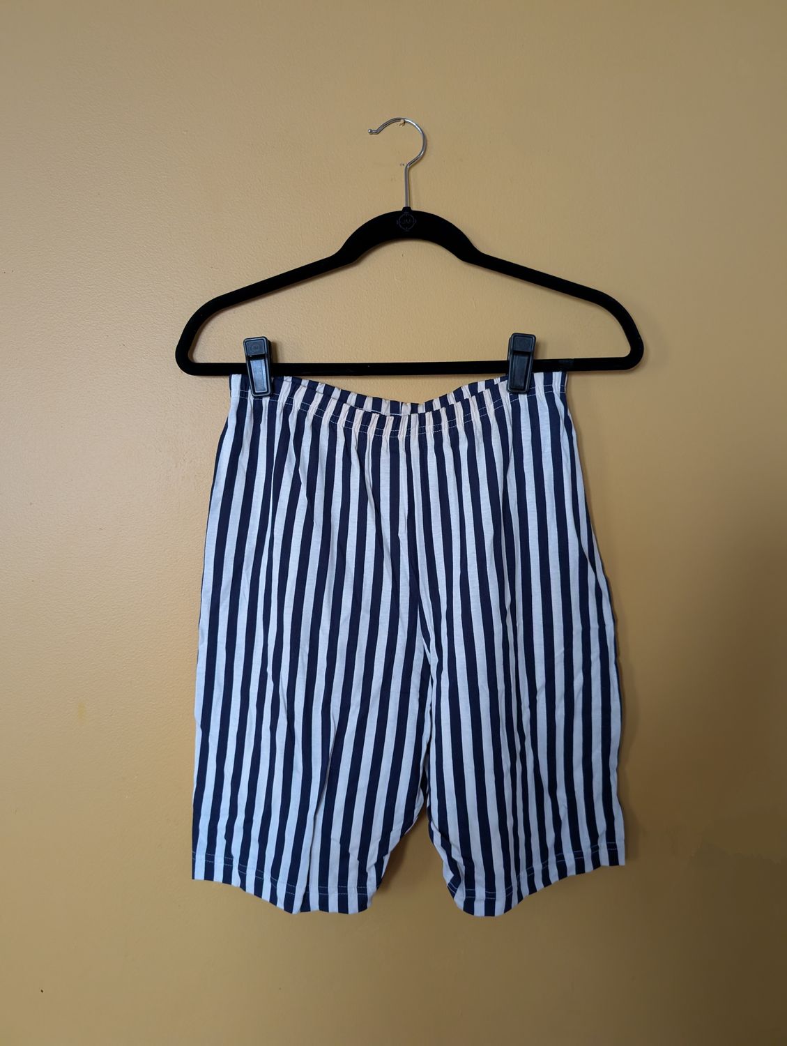 ORMOND SHOPS Deadstock Early 1990s Navy/White Striped Bike Shorts Size L