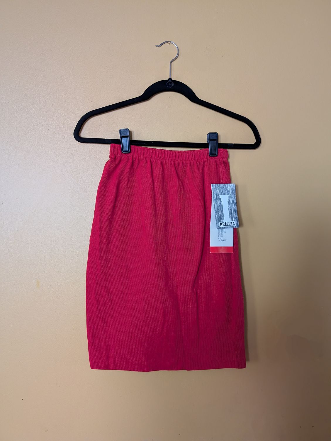 PREZZIA Deadstock Early 1990&#39;s Red Cotton Ribbed Mini Skirt US S