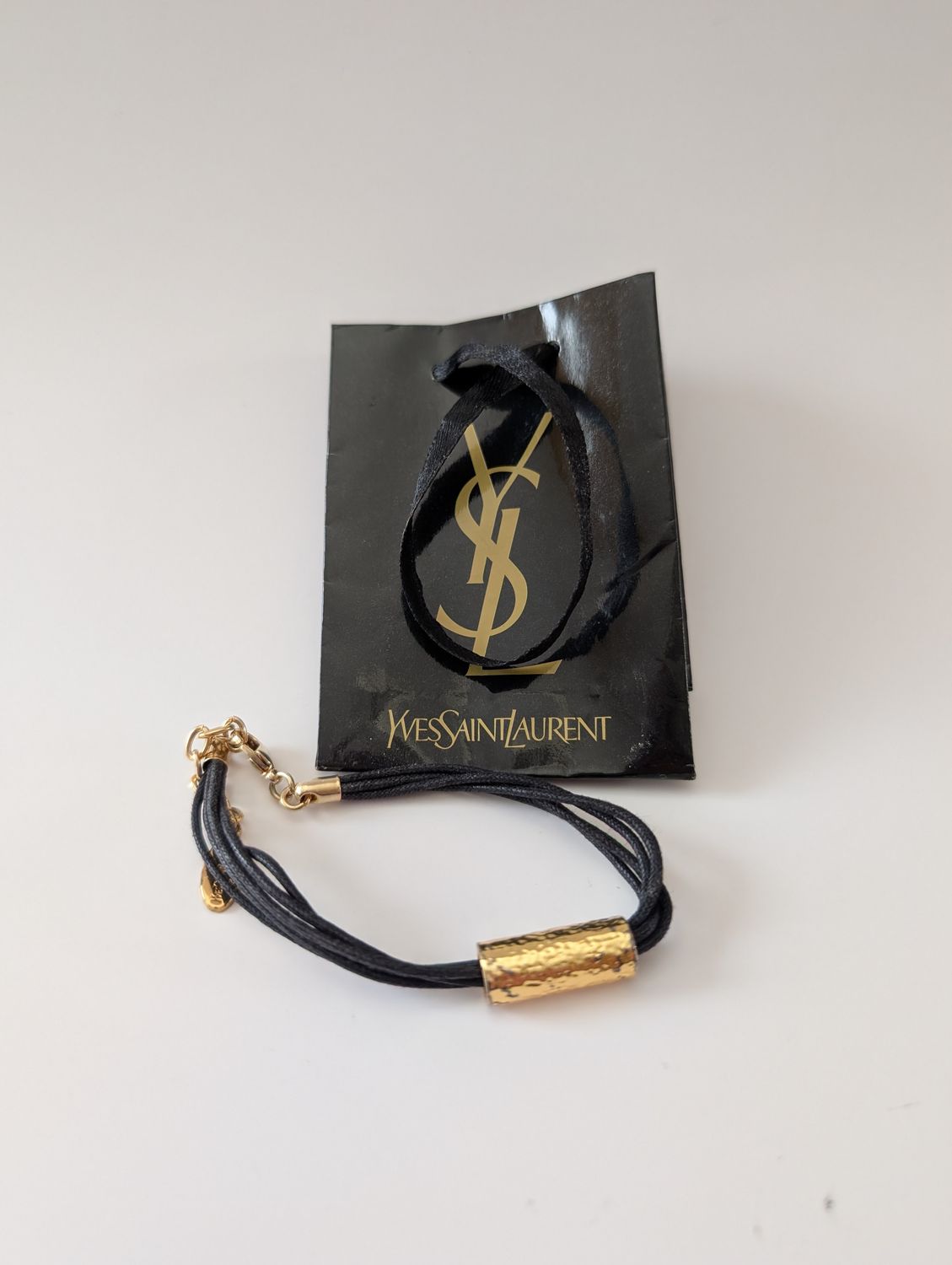 YSL Parfums Deadstock Triple Leather Cord Bracelet with Original Gift Bag