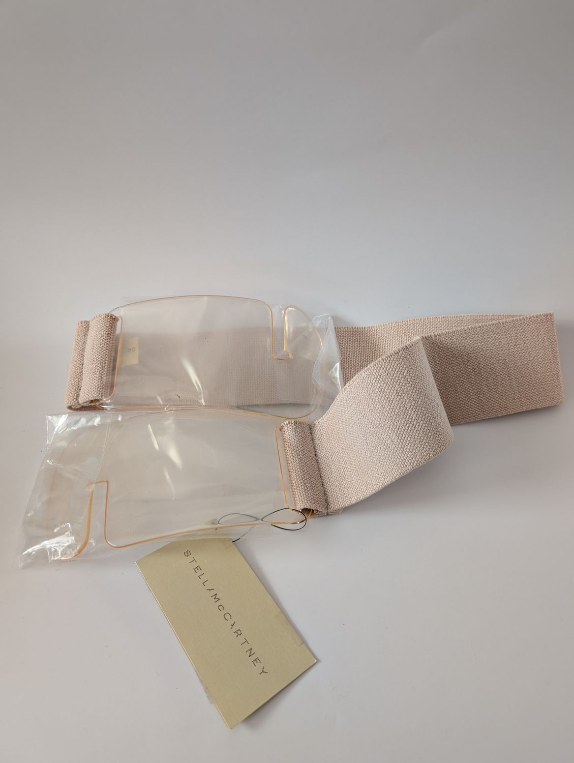 STELLA MCCARTNEY Deadstock Light Peach Elastic Belt with Large Acrylic Buckle