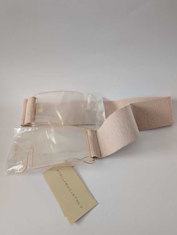 STELLA MCCARTNEY Deadstock Light Peach Elastic Belt with Large Acrylic Buckle