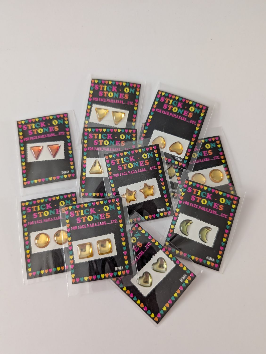 STICK ON STONES Deadstock 1980s Sticker Earrings (Assorted)