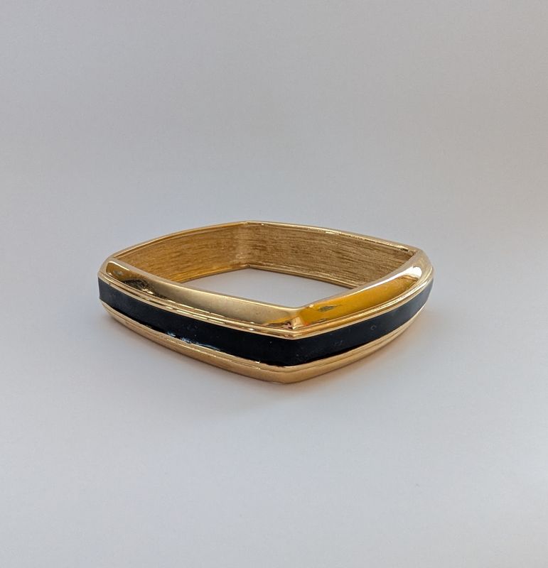 GIVENCHY Gold/Black Enameled Square Bracelet