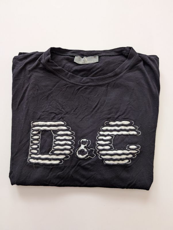 D&amp;G Black/White Logo Embroidery Black T-Shirt Size L