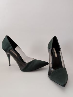 STELLA MCCARTNEY Deadstock with Defects Green Satin Vinyl Pumps SZ 39