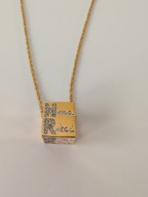 NINA RICCI Gold Cube Necklace
