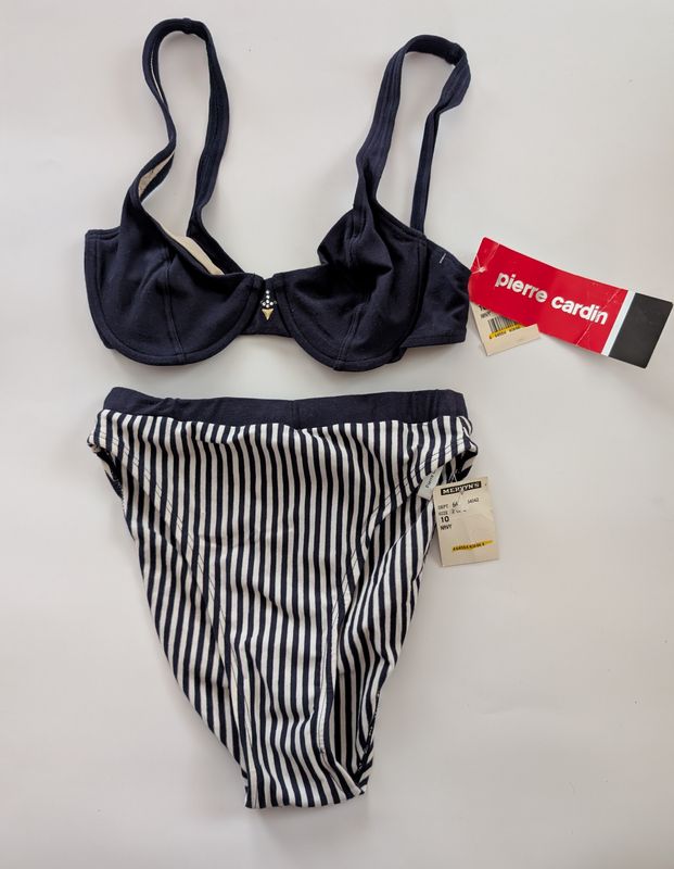 PIERRE CARDIN Deadstock 80s/90s  2-Piece Nautical Bathing Suit SZ 6/8