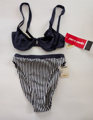 PIERRE CARDIN Deadstock 80s/90s  2-Piece Nautical Bathing Suit SZ 6/8