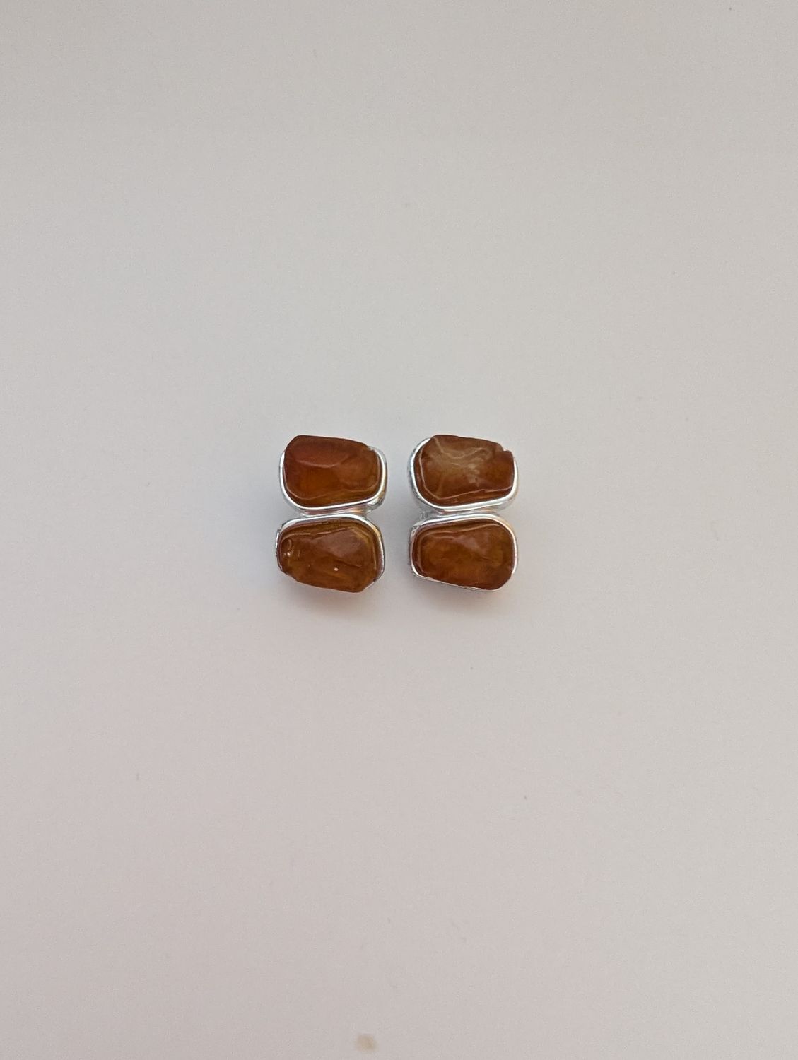 GIVENCHY Silver/Amber Resin Stones Clip On Earrings