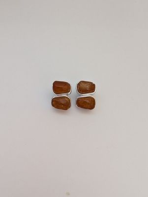 GIVENCHY Silver/Amber Resin Stones Clip On Earrings